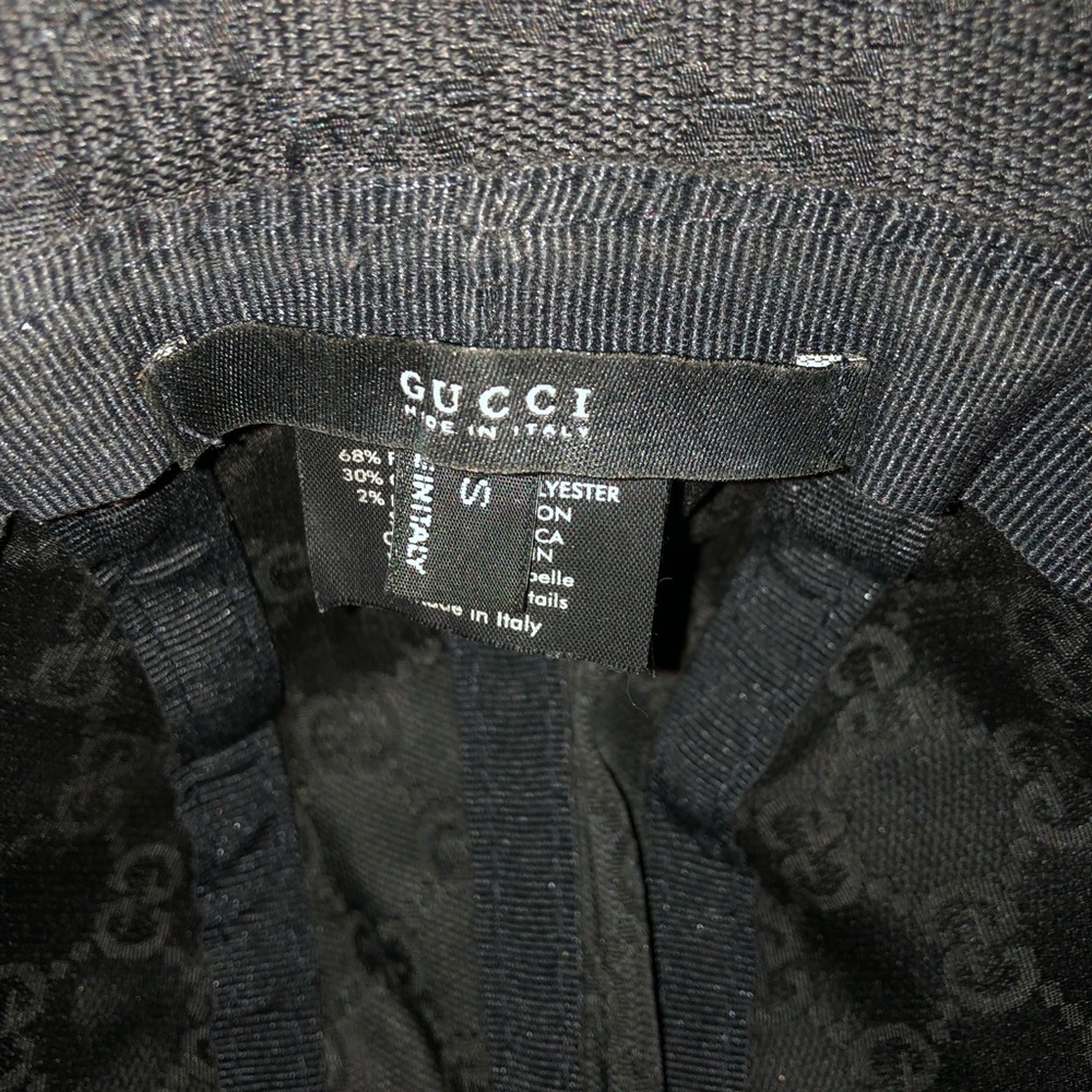 Gucci Original Black Beige Leather Strip GG Bucket Hat. Size M - Picture 7 of 8